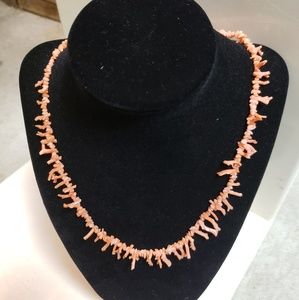 Vintage Pink Rose Coral Necklace incl earrings